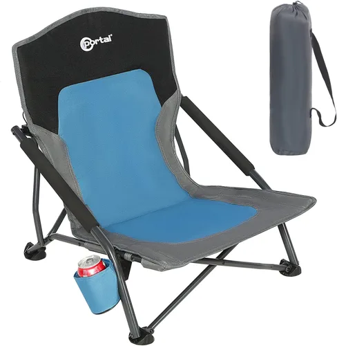 Miniatura 14 de PORTAL Sillas de Playa para Adultos, Camping, Bajas, Ligeras, Portátiles con Soporte para Tazas, Respaldo de Malla, Bolsa de Transporte para Arena