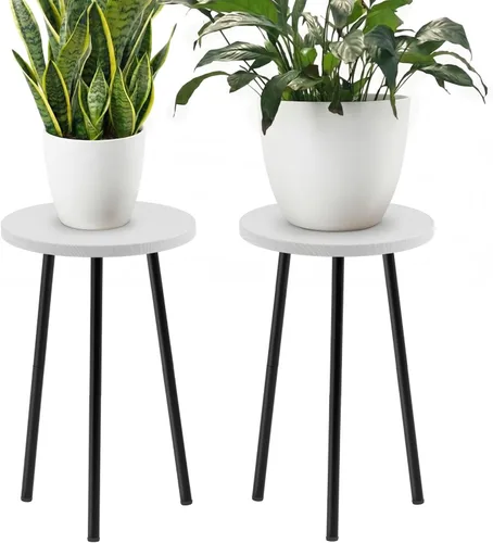 Miniatura 16 de Soporte alto para plantas de interior: soporte de esquina de madera para plantas, paquete de 2 unidades, decoración moderna de mediados de siglo