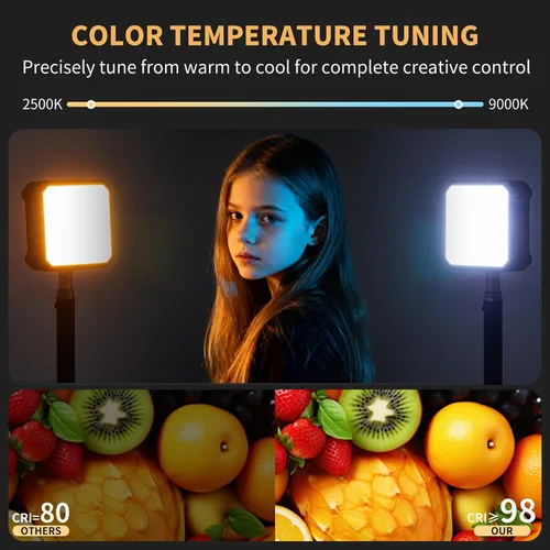 Miniatura 3 de AILIGHT Luz de video LED magnética, luces de cámara portátil para creador de contenido (CRI 98+ y 2500-9000K) luz de relleno de cámara recargable