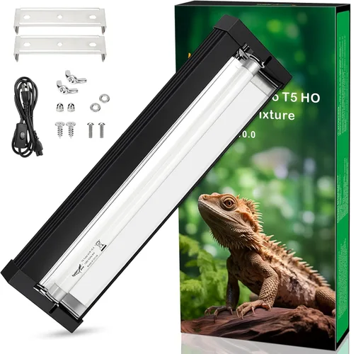 T5 UVB - Lámpara de luz para reptiles cuadrada HO UVB Kit de iluminación de bombilla 10.0 UVB para reptiles, terrario, fluorescente, barra de luz de