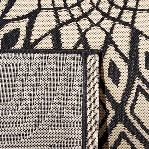 Miniatura 7 de SAFAVIEH Alfombra lavable para exteriores, 9 x 12 pies, color negro y beige, no desprende pelusa y fácil limpieza, ideal para patio, patio trasero