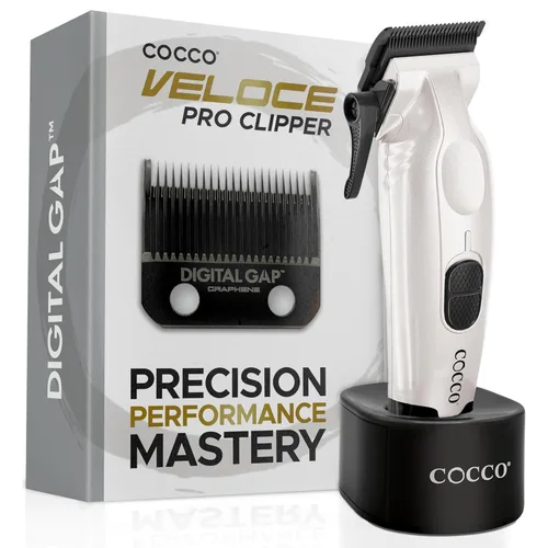 Miniatura 12 de Cocco Veloce Pro Clipper, Digital Gap Ambassador Graphene Taper Blade Profesional Clipper, Motor BLDC de alto par, totalmente metálico, inalámbrico
