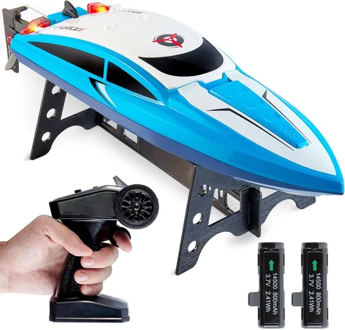 Force1 Velocity Blue Fast RC Boat - Barcos de control remoto para adultos y niños, mini barcos RC de carreras de velocidad submarina para piscinas y