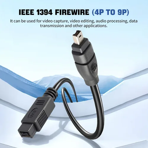 Miniatura 8 de FireWire - Cable de 800 a 400 de 9 pines a 4 pines de 6 pies, DV a Firewire Cables IEEE 1394 Firewire 800 de 9 pines/6 pines para Mac Pro, MacBook