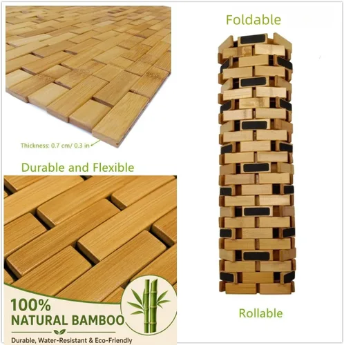 Miniatura 5 de HJJKKH Tapete de baño de rayón derivado de bambú de 15.7 x 23.6 pulgadas, antideslizante y plegable, tapete de baño para baño, bañera, ducha, sauna