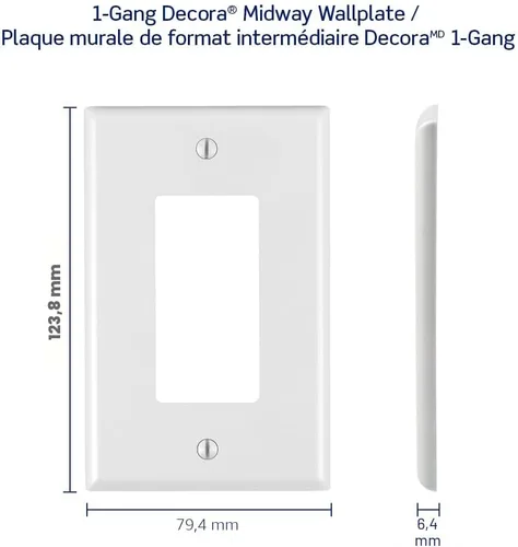 Miniatura 5 de Leviton 1-Gang 1-Decora Midway - Placa de pared de nailon (10 unidades, PJ26-WM, color blanco)