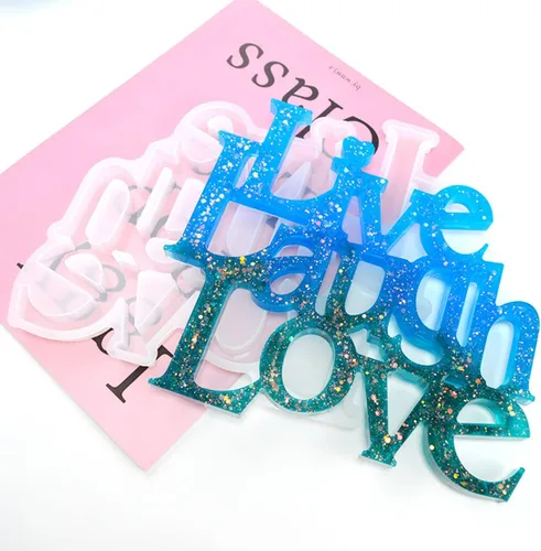 Miniatura 5 de Live Laugh Love - Molde de resina para letrero de palabras, moldes de silicona con eslogan de letras de cristal, molde de fundición epoxi