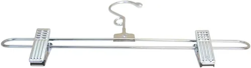 Miniatura 3 de 25 perchas tamaño 12 pulgadas alambre de metal cromado pantalón falda clip pellizco agarre accesorio exhibición al por menor ropa para adultos