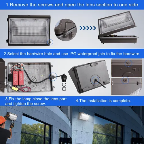 Miniatura 7 de Paquete de luz de pared LED de 60 W con fotocélulas del atardecer al amanecer, paquete de pared al aire libre de 7800 lúmenes, luz de inundación