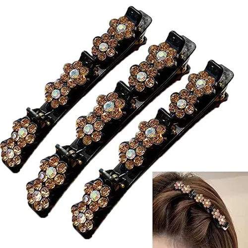 Miniatura 16 de 3 piezas de banda de doble capa, diadema trenzada, horquilla de cocodrilo, pinzas para el cabello, flequillo mágico, horquilla para el cabello
