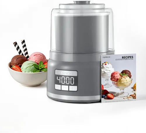 Máquina de helados de encimera de 2.1 cuartos de galón: prepara gelato, sorbete y yogur helado en tan solo 20 a 30 minutos, enfriamiento rápido,