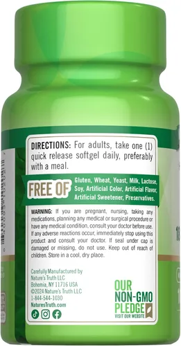 Miniatura 7 de Nature's Truth Cápsulas blandas de vitamina E 400 UI 180 mg 100 unidades Suplemento sin OMG y sin gluten