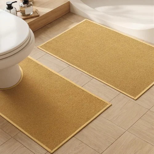 Miniatura 37 de YIHOUSE Juego de 2 tapetes de baño, color beige, ultrafino, absorbente, antideslizante, para baño, lavable, ducha, lavabo, lavandería