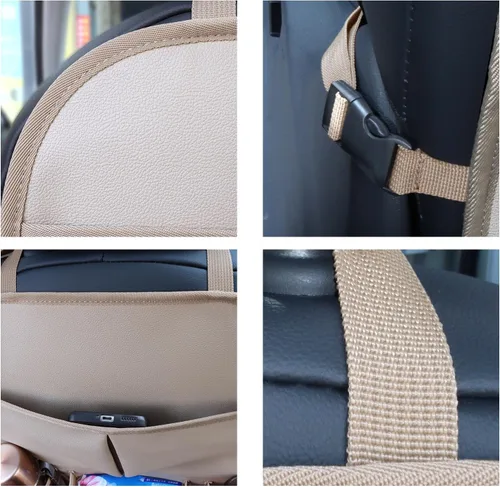 Miniatura 9 de Organizador de asiento trasero de automóvil para niños, bolsa de almacenamiento para asiento trasero de automóvil con 3 bolsillos, 2 soportes