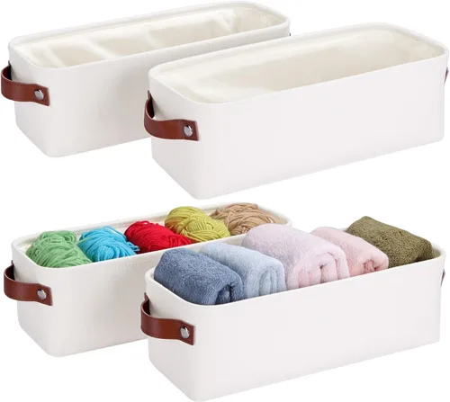 Miniatura 10 de Canastas de almacenamiento de tela pequeñas, 15 x 6 x 5 pulgadas canastas de almacenamiento estrechas, paquete de 4 canastas de almacenamiento