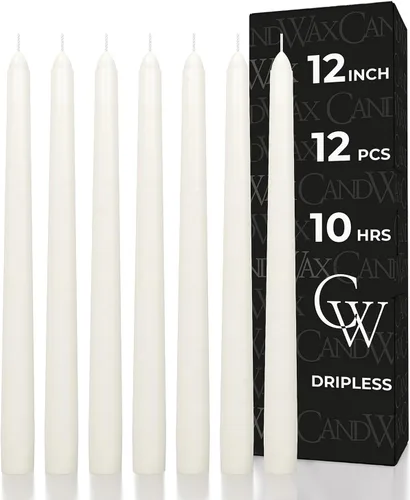 Miniatura 22 de CANDWAX Paquete de 12 velas cónicas rojas – Velas rectas sin goteo de combustión lenta sin perfume de 12 pulgadas – Ideal para mesa de comedor – Rojo