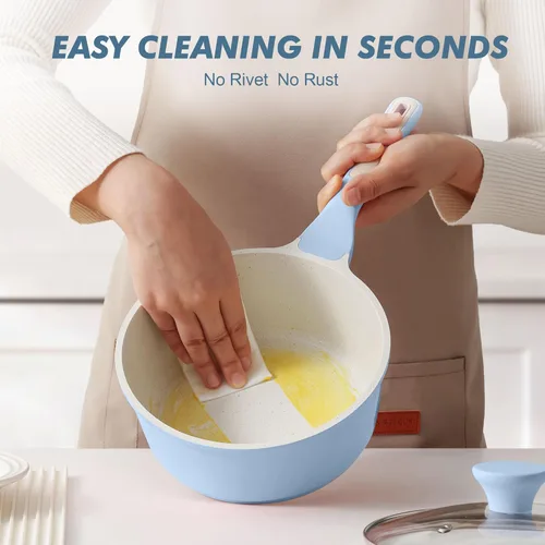 Miniatura 5 de SENSARTE Cacerola antiadherente de cerámica con tapa de 1.5 cuartos de galón, olla de cocina pequeña con mango Stay Cool, compatible con inducción