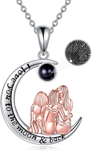 POPKIMI Sister Gifts from Sister 23 4 Sisters Necklace Sterling Silver Always My Sister Forever My Friend Pendant Necklace Fashion Jewelry Gifts for