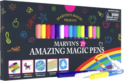 Marvin's Magic - Original x 25 rotuladores increíbles - Lápiz mágico que cambia de color - Crea letras 3D o escribe mensajes secretos - Incluye 25