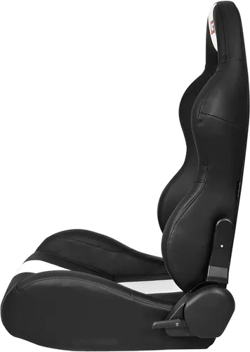 Miniatura 3 de IKON MOTORSPORTS, Asientos universales para vehículos de carreras con deslizadores dobles, de piel sintética negra con rayas blancas, reclinable