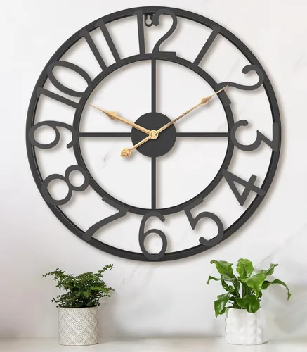 Miniatura 11 de Pytha Sight - Reloj de pared grande para sala de estar, de 16 pulgadas, moderno, industrial, decorativo, de metal, silencioso, funciona con Negro