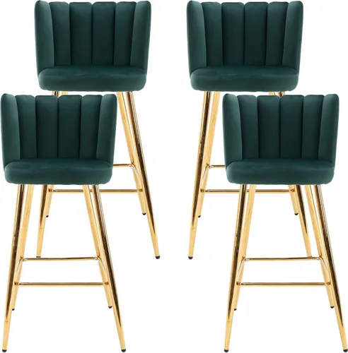 Miniatura 12 de Velvet - Taburetes de bar de 30 pulgadas de altura, juego de 2 taburetes de cocina modernos tapizados, taburetes de mostrador con patas de metal