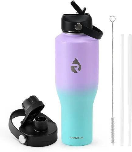 Miniatura 9 de RAYMYLO Botella de agua de acero inoxidable de 32 onzas (fría durante 48 horas, caliente durante 24 horas), botella de agua aislada al vacío