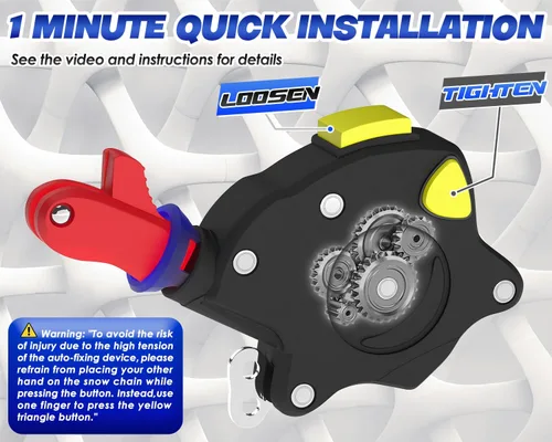 Miniatura 3 de Snow-Chains - Cadena de tracción de neumáticos de 1 minuto de ajuste rápido, fácil instalación, portátil, reutilizable, universal, cadena
