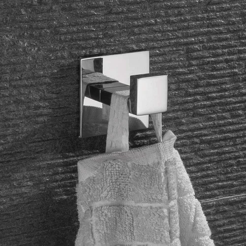 Miniatura 2 de Gancho de toalla de baño de acero inoxidable autoadhesivo para bata de baño, sin necesidad de tornillos y acabado cromado