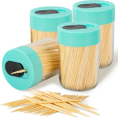 Miniatura 12 de Urbanstrive Soporte para palillos de dientes resistente y seguro con 1600 palillos de madera natural para limpieza dental, decoración única