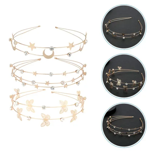 Miniatura 9 de Beaupretty 3 diademas de fiesta de diamantes de imitación de metal para niñas, damas de honor, novia, diamantes de imitación y diademas decorativas