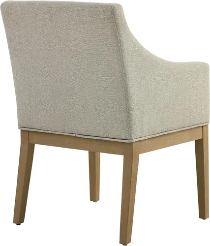 Miniatura 7 de Modway Alton Silla de comedor tapizada con brazos en lino natural – Silla de cocina acolchada moderna de mediados de siglo con patas de madera