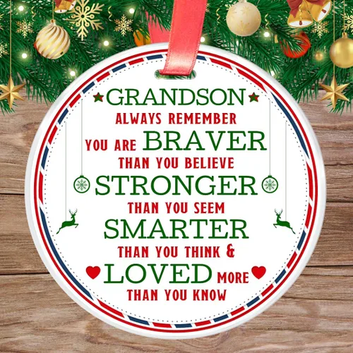 Miniatura 3 de Elegant Chef Adorno de Navidad para nieto, Always Remember You are Braver Stronger Smarter, regalo inspirador motivacional de la abuela y el abuelo