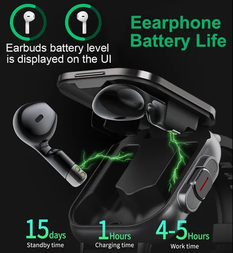 Miniatura 4 de Reloj inteligente con auriculares, para hacer/responder llamadas Bluetooth, monitor de actividad física, monitor de presión arterial y frecuencia