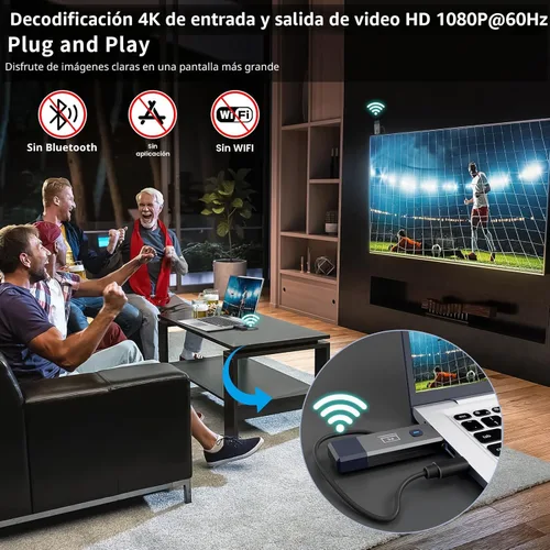 Miniatura 3 de Transmisor y receptor HDMI inalámbrico, HDMI inalámbrico de 165 pies/164.0 ft para entrada de decodificación 4K, salida de 1080P, Plug & Play
