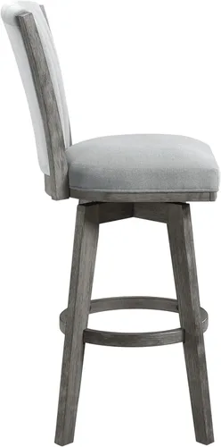 Miniatura 4 de Juego de 2 sillas de comedor giratorias de altura de mostrador con estructura de madera maciza tapizada de tela copetuda para juegos de mesa
