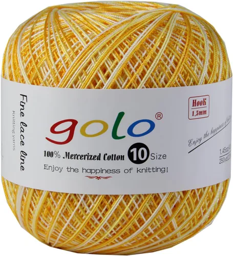 Miniatura 52 de Golo - Bolas de hilo para crochet de algodón tamaño 10, color algodón para crochet D-Fresa D078-fresa