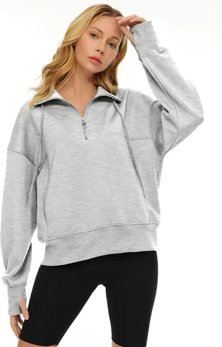 Miniatura 2 de AUTOMET Sudaderas de gran tamaño con capucha de forro polar para mujer, camisas de manga larga, ropa de otoño con bolsillo