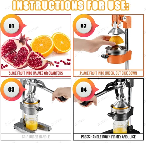 Miniatura 2 de Exprimidor de naranja de hierro fundido de cocina, máquina exprimidora de prensa manual, con base en forma de U manual, placa de presión grande