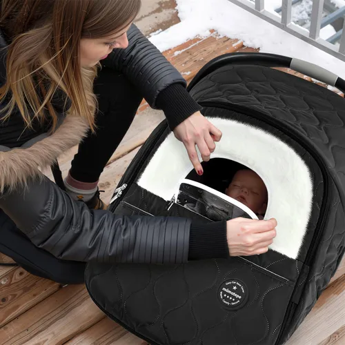 Miniatura 5 de Funda de asiento de automóvil para bebé, impermeable, resistente al viento, forro polar cálido transpirable con cremallera completa para asiento