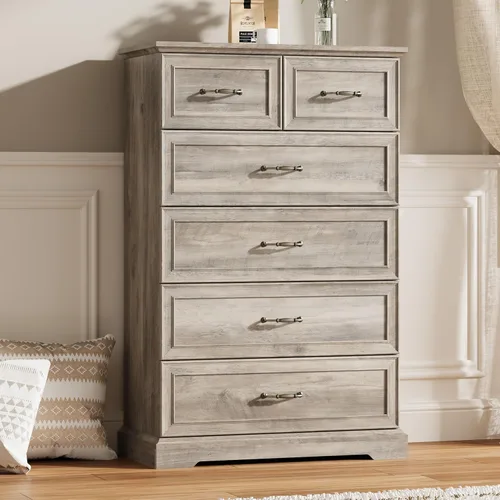 Miniatura 9 de Thacuok Cómoda de 3 cajones para dormitorio, cómoda de madera de 24 pulgadas de ancho, cómoda rústica de granja con cajones grandes y asas de metal