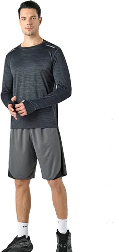 Miniatura 2 de Paquete de 3 camisetas de manga larga para hombre, ajuste seco, casual, senderismo, rendimiento, atléticas, activas, con agujeros para el pulgar