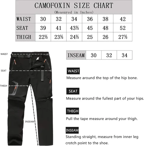 Miniatura 2 de CAMOFOXIN Pantalones de senderismo para hombre, convertibles, de secado rápido, pantalones y pantalones cortos de pesca (caqui, negro), Caqui