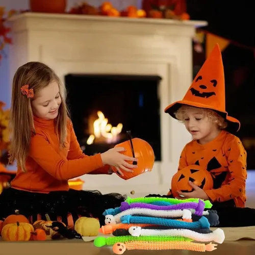 Miniatura 3 de Paquete de 24 juguetes sensoriales de cuerdas elásticas para Halloween, ideales para niños, estudiantes, alivio del estrés y antiansiedad, surtido