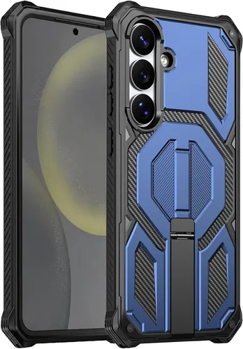 Miniatura 17 de Funda magnética para Samsung Galaxy S24 FE con soporte y protector de pantalla [compatible con Magsafe] antideslizante, cuerpo completo, doble capa