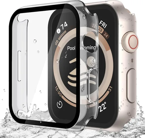 Miniatura 14 de Misxi Paquete de 2 fundas impermeables con botón diseñadas para Apple Watch Series 3 Series 2 de 38mm, funda rígida de policarbonato anticaídas