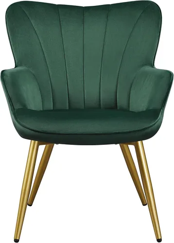Miniatura 10 de Topeakmart Silla decorativa de terciopelo, moderna y de mediados de siglo, silla de maquillaje con acolchado suave y respaldo alto para sala de Azul