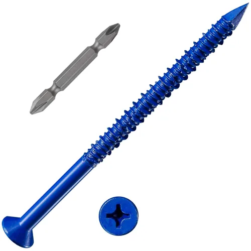 Miniatura 31 de Wensilon (105 PIEZAS) Kit de Anclajes de Tornillo para Hormigón de 3/16" Cabeza Plana Azul/Negro/Blanco para Anclaje a Mampostería, Bloque