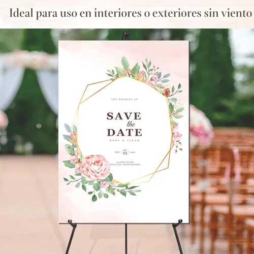 Miniatura 2 de Caballete para cartel de boda y póster de 63 pulgadas, caballete de arte portátil para piso, caballete de metal ajustable, color negro