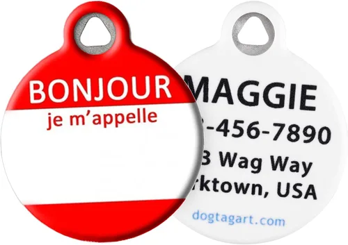 Etiqueta de identificación personalizada con texto en inglés «Hello My Name» para perros y gatos, etiqueta de identificación personalizada con